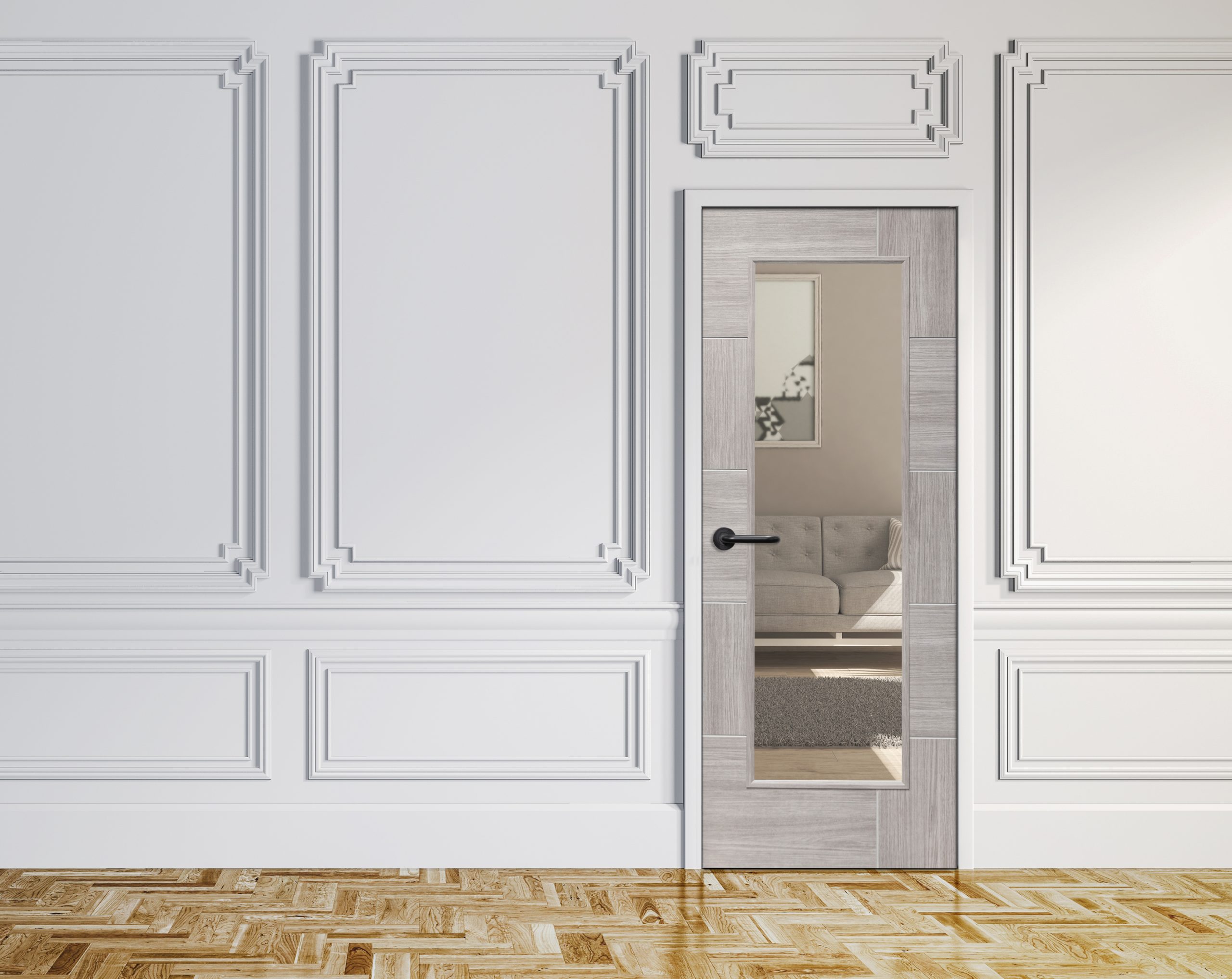 3d,Render,Of,White,Classic,Interior,With,Wooden,Floor