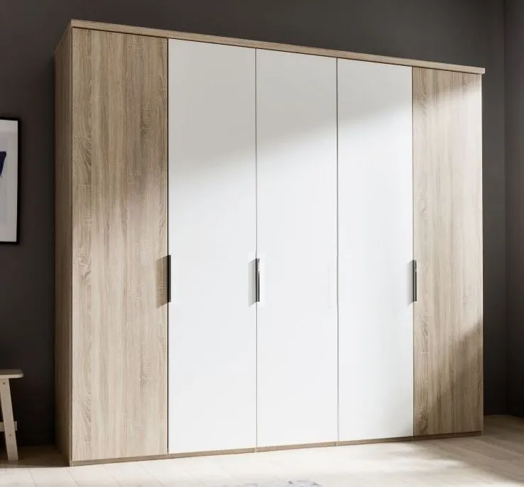 Nolte Concept Me 200 Imitation Sonoma Oak and Polar White 5 Door Folding Panorama Wardrobe - 250cm