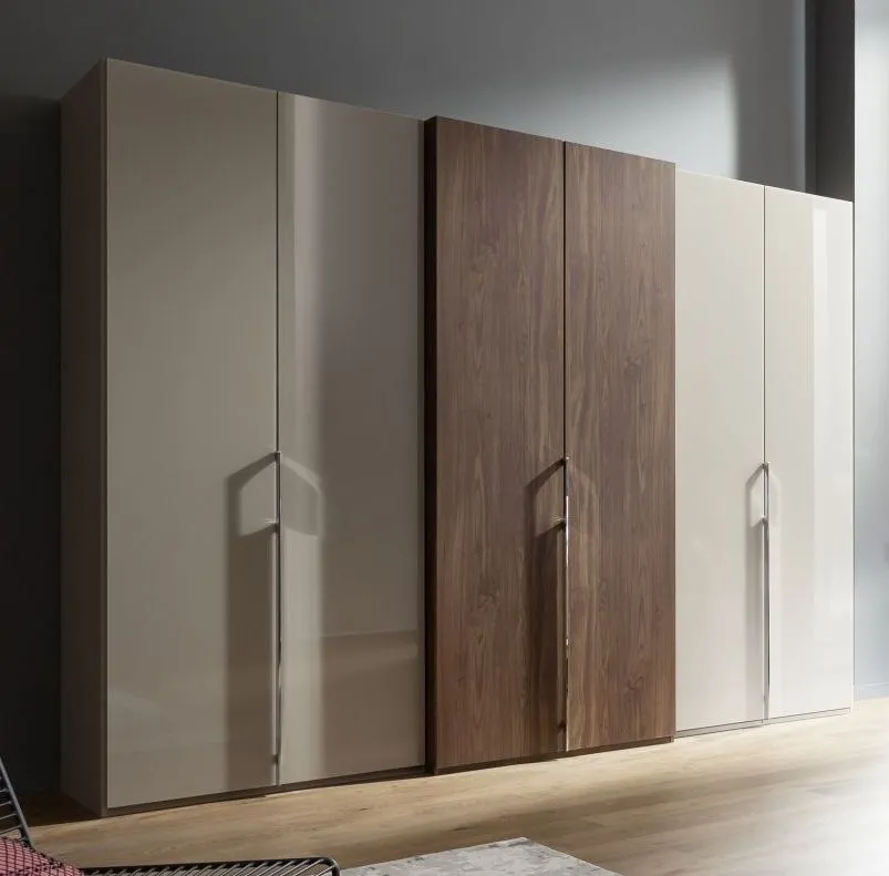 Nolte Concept Me 230 Polar White with Imitation Macadamia Walnut 6 Door Wardrobe - 300cm