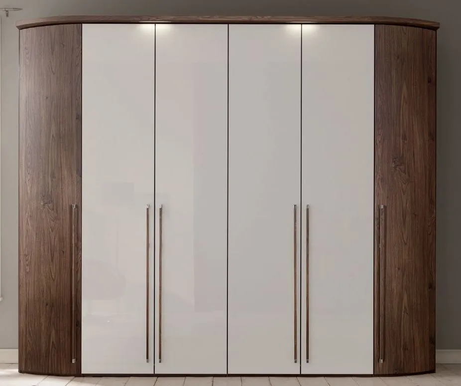 Nolte Horizont 100 Imitation Macadamia Walnut and Polar White 6 Door Wadrobe - 292cm